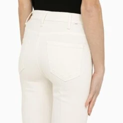 MOTHER The Hustler Ankle Fray Cream Jeans -Free Vibe Shop mother The Hustler Ankle Fray Cream Jeans 3