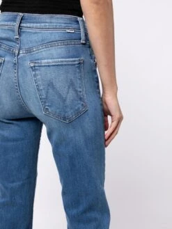 MOTHER Front-fastening Cropped Jeans -Free Vibe Shop mother blue Front fastening Cropped Jeans 2