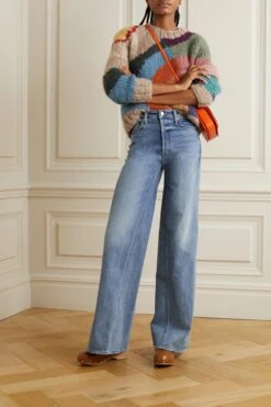 MOTHER The Enchanter Heel Free & Wild Wide Leg Jean -Free Vibe Shop mother blue Jean Large Taille Haute The Enchanter Heel 1