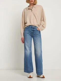 MOTHER The Tomcat Roller High Rise Wide Jeans -Free Vibe Shop mother blue Jeans larghi vita alta the tomcat roller 1