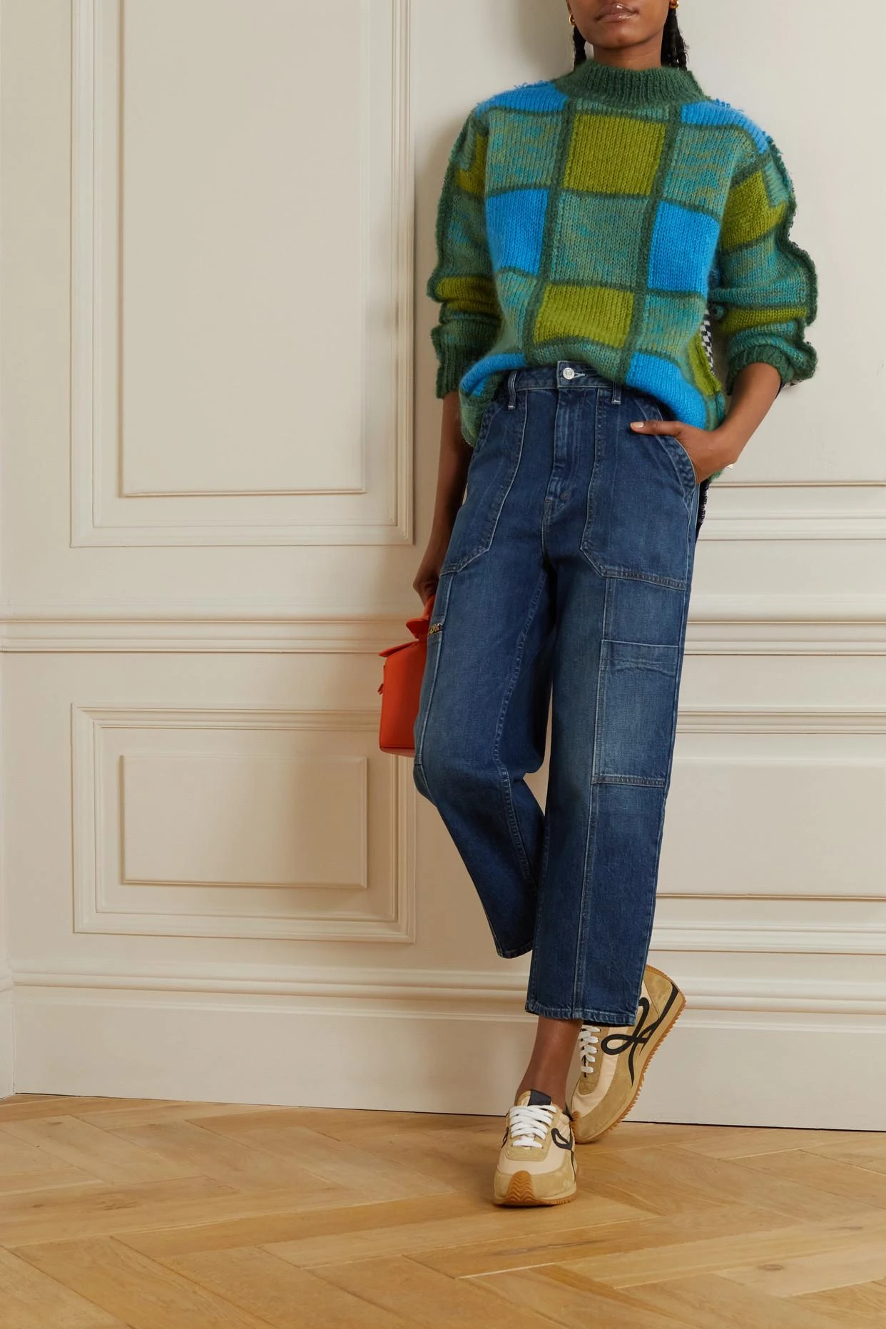 Free Vibe Shop -Free Vibe Shop mother blue Pantalon Treillis Droit Raccourci Taille Haute En Jean 1