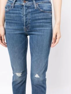 MOTHER Tomcat Stonewashed Cropped Jeans -Free Vibe Shop mother blue Tomcat Stonewashed Cropped Jeans 2