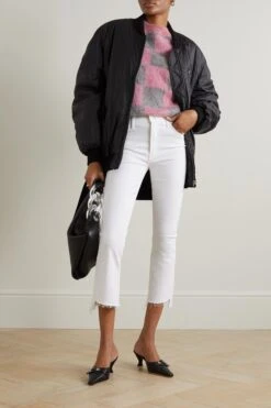 MOTHER The Insider Crop Distressed High-rise Flared Jeans -Free Vibe Shop mother white Jean Evase Taille Haute Effet Vieilli The Insider Crop 1