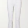 MOTHER The Insider Crop Distressed High-rise Flared Jeans -Free Vibe Shop mother white Jean Evase Taille Haute Effet Vieilli The Insider Crop