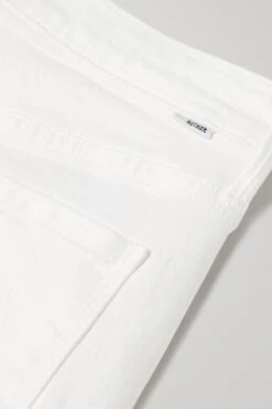 MOTHER + Net Sustain The Dazzler Frayed Cropped Mid-rise Slim Jeans -Free Vibe Shop mother white The Dazzler Verkurzte Halbhohe Jeans Mit Schmalem Bein Und Fransen 5