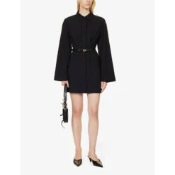 Rana Long-sleeve Stretch-organic Cotton Mini Dress -Free Vibe Shop reformation BLACK Rana Long sleeve Stretch organic Cotton Mini Dress 1