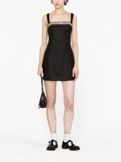 Elana Bow-embellished Linen Minidress -Free Vibe Shop reformation Black Elana Linen Minidress Womens Linenflax