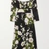 Pennie Lace-trimmed Floral-print Georgette Midi Dress -Free Vibe Shop reformation Black Pennie Lace trimmed Floral print Georgette Midi Dress