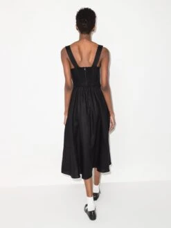 Tagliatelle Linen Midi Dress - Women's - Linen/flax -Free Vibe Shop reformation Black Tagliatelle Linen Midi Dress 2