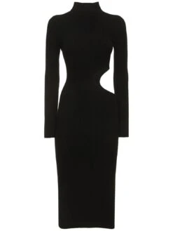 Vallo Cutout Cashmere Knit Midi Dress -Free Vibe Shop reformation Black Vallo Cutout Cashmere Knit Midi Dress 2