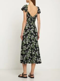 Baxley Printed Viscose Crepe Midi Dress -Free Vibe Shop reformation BlackMulti Baxley Printed Viscose Crepe Midi Dress 1