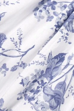 Davila Shirred Floral-print Linen Midi Dress -Free Vibe Shop reformation Blue Davila Shirred Floral print Linen Midi Dress 3