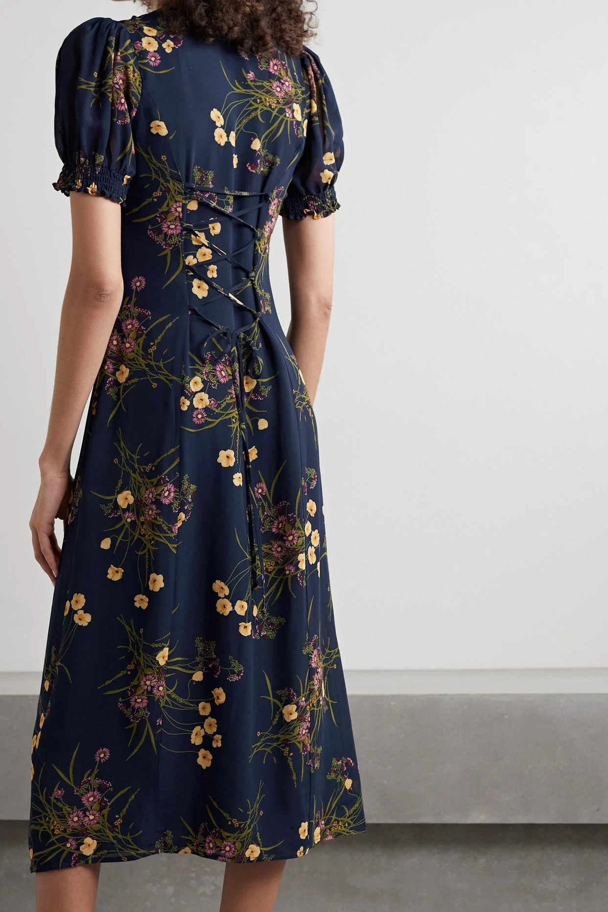 Luciana Lace-up Floral-print Crepe Midi Dress 5 Luciana Lace-up Floral-print Crepe Midi Dress - Image 3