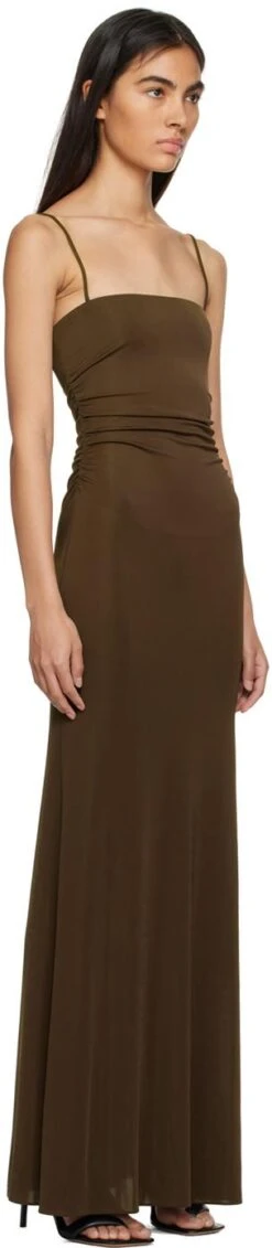 Brown Larenta Maxi Dress -Free Vibe Shop reformation Chestnut Larenta Maxi Dress 1