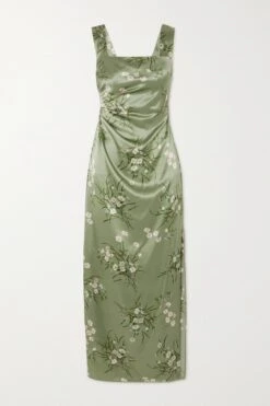 Earl Draped Floral-print Silk-charmeuse Maxi Dress