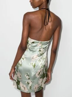 Poppie Floral Print Silk Mini Dress - Women's - Silk -Free Vibe Shop reformation Green Poppie Floral Print Silk Mini Dress 2