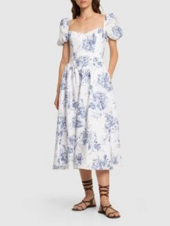 Davila Linen Midi Dress -Free Vibe Shop reformation Multicolor Davila Linen Midi Dress 1