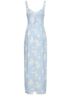 Reverie Viscose Blend Midi Dress -Free Vibe Shop reformation Multicolor Reverie Viscose Blend Midi Dress 4