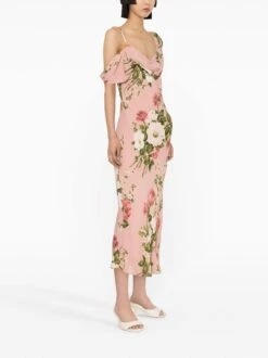 Reya Floral-print Maxi Dress -Free Vibe Shop reformation Neutrals Pink Reya Floral Print Dress Womens Viscose 4