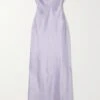 Joana Strapless Silk-charmeuse Midi Dress 2 Joana Strapless Silk-charmeuse Midi Dress -Free Vibe Shop reformation Purple Joana Strapless Silk charmeuse Midi Dress