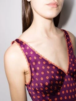 Keaton Floral Print Silk Mini Dress - Women's - Silk -Free Vibe Shop reformation Purple Keaton Floral Print Silk Mini Dress 3