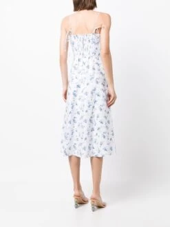 Christen Floral-print Linen Dress -Free Vibe Shop reformation White Christen Floral Print Linen Midi Dress Womens Linenflaxrayon 2