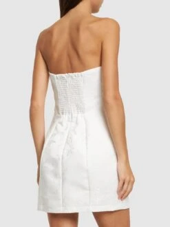 Gabby Smocked Strapless Mini Dress -Free Vibe Shop reformation White Gabby Smocked Strapless Mini Dress 2