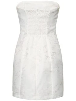 Gabby Smocked Strapless Mini Dress -Free Vibe Shop reformation White Gabby Smocked Strapless Mini Dress 4