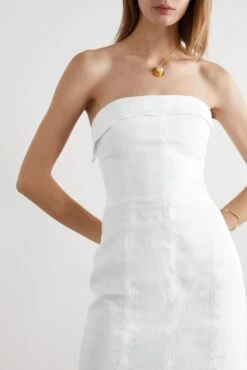 Madilyn Strapless Linen Mini Dress -Free Vibe Shop reformation White Madilyn Strapless Linen Mini Dress 2