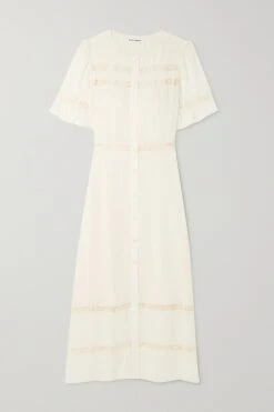 + Net Sustain Woodson Lace-trimmed Ruffled Georgette Midi Dress