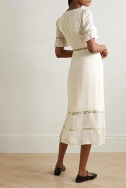 + Net Sustain Woodson Lace-trimmed Ruffled Georgette Midi Dress -Free Vibe Shop reformation White Net Sustain Woodson Lace trimmed Ruffled Georgette Midi Dress 3