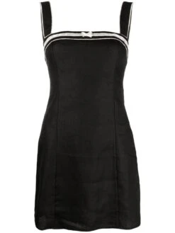 Elana Bow-embellished Linen Minidress