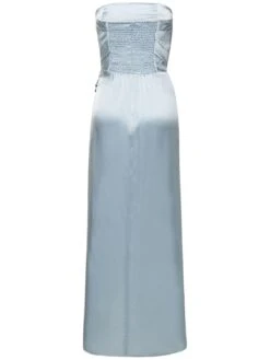 Barrow Silk Satin Strapless Long Dress -Free Vibe Shop reformation blue Vestido largo de saten de seda 2