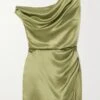 Alanis One-shoulder Draped Wrap-effect Silk Mini Dress 1 Alanis One-shoulder Draped Wrap-effect Silk Mini Dress -Free Vibe Shop reformation green Alanis Asymmetrisches Mini wickelkleid Aus Seide Mit Raffungen