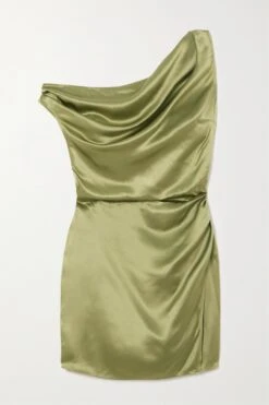 Alanis One-shoulder Draped Wrap-effect Silk Mini Dress