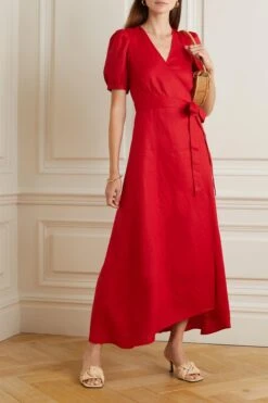 Weiss Linen Midi Wrap Dress 7 Weiss Linen Midi Wrap Dress -Free Vibe Shop reformation red Robe Midi Portefeuille En Lin Weiss 1