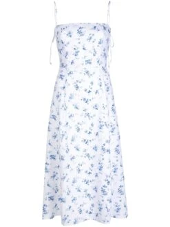 Christen Floral-print Linen Dress -Free Vibe Shop reformation white Christen floral print linen dress